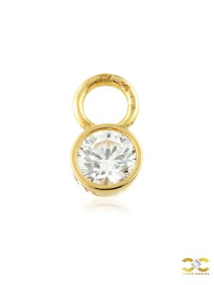 Bezel Gem Charm for Clicker Hoop, 9k Yellow Gold