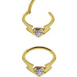Lightning Heart Daith Clicker Earring, 18k Yellow Gold, 8mm Oval