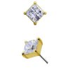 Princess Cut Push-In Stud Earring, 18k Yellow Gold