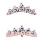 5-Gem Cluster Tiara Threaded Stud Earring, 18k Rose Gold