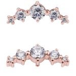 5-Gem Cluster Prium Threaded Stud Earring, 18k Rose Gold