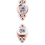 Double Tribead Gem Threaded Stud Earring,18k Rose Gold