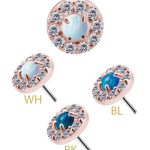 Haloed Created Opal Push-In Stud Earring, 18k Rose Gold