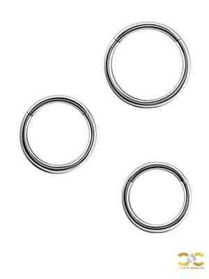 Gold Clicker Hoop, 16g, Medium, 18k White Gold