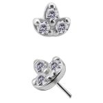 Mini Lotus Push-In Stud Earring, 18k White Gold