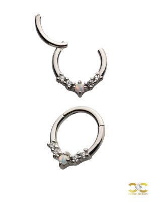 5-Stone Daith Clicker Earring, Steel, 8mm