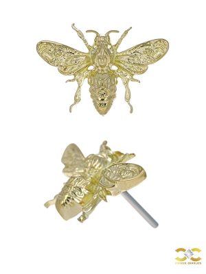 Anatometal Bee Push-In Stud Earring, 18k Yellow Gold