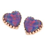 Anatometal Created Opal Heart Threaded Stud Earring, 18k Gold