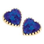 Anatometal Created Opal Heart Threaded Stud Earring, 18k Gold