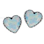 Anatometal Created Opal Heart Threaded Stud Earring, 18k Gold