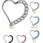 Pave Heart Daith Clicker Earring, Steel