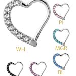 Pave Heart Daith Clicker Earring, Steel