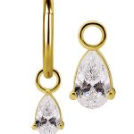 Pear Drop Charm for Clicker Hoop, 18k Yellow Gold