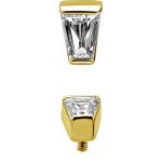 Tapered Baguette Gem Threaded Stud Earring, 18k Yellow Gold