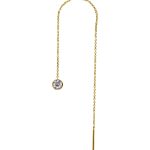 Bezel Gem Threader Chain Earring, 18k Yellow Gold