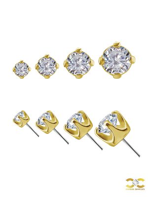Prong Set Diamond Push-In Stud Earring, 18k Yellow Gold
