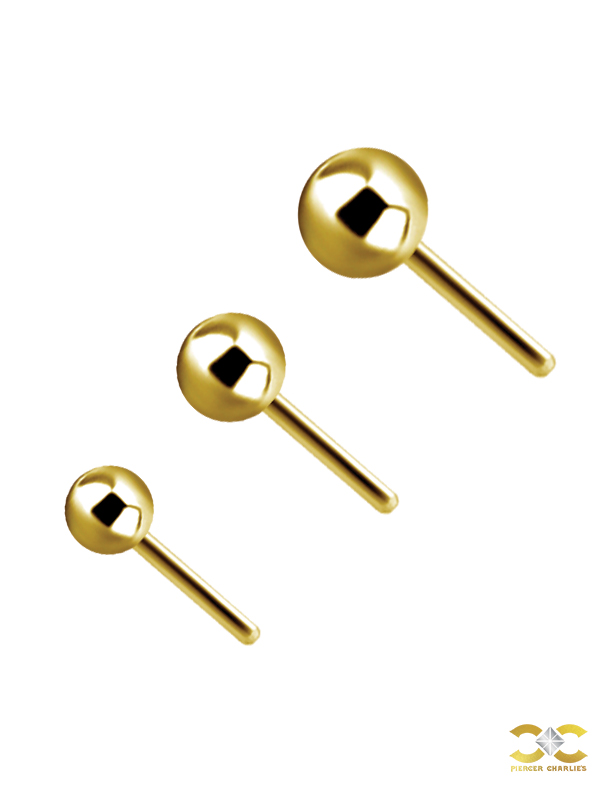 Ball Push-in Stud Earring, 18k Yellow Gold - Piercer Charlie's Creations