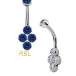 Quad-Gem Belly Bar, Titanium