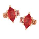 Anatometal Marquise with Side Accents Threaded Stud Earring, 18k Gold