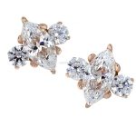 Anatometal Marquise with Side Accents Threaded Stud Earring, 18k Gold