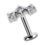 3-Gem Cluster Push-In Stud Earring, CoCr NF