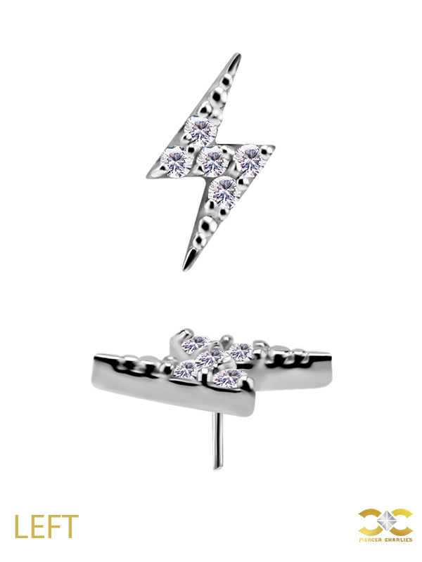 Mini Pave Lightning Bolt Push-In Stud Earring, CoCr NF
