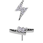 Mini Pave Lightning Bolt Push-In Stud Earring, CoCr NF