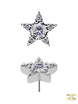 Pave Star Push-In Stud Earring, 6.5mm, CoCr NF