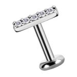 Pave Bar Push-In Stud Earring, 5-Gem, CoCr NF