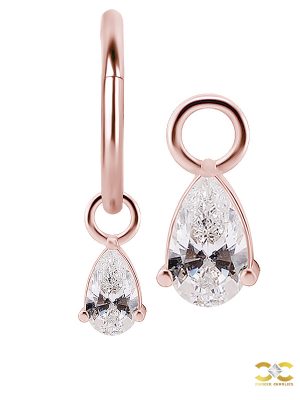 Pear Drop Charm for Clicker Hoop, 18k Rose Gold
