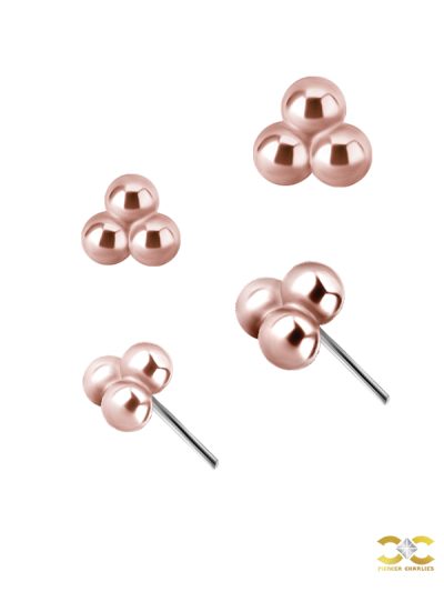 Tribead Push-in Stud Earring, 18k Rose Gold