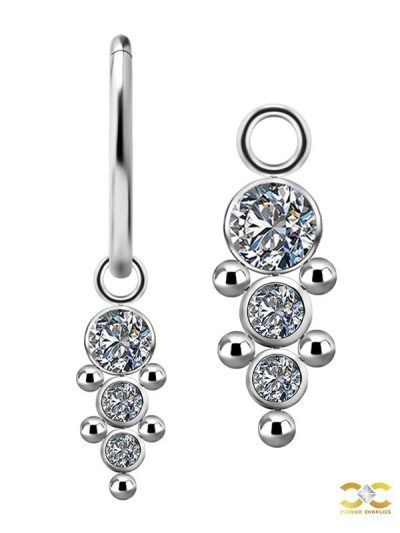 Beaded Gem Drop Charm for Clicker Hoop, Titanium