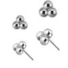 Tribead Push-in Stud Earring, 18k White Gold