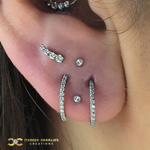 Titanium / Steel Sparkly Lobe Piercings