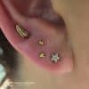 Yellow Gold Piercings with a Stacked Lobe