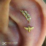 Double Helix with Anatometal Bee and Gem Feather