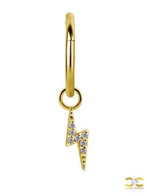Pave Lightning Bolt Charm for Clicker Hoop, 18k Yellow Gold
