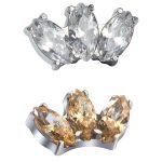 3-Marquise Fan Threaded Stud Earring, Titanium