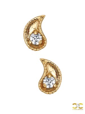 BVLA Paisley Harlequin Push-In Stud Earring, 14k Yellow Gold