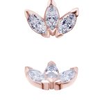 3-Marquise Fan Threaded Stud Earring, Solid Back, 18k Rose Gold