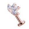 4-Marquise Fan Threaded Stud Earring, Mini, Solid Back, 18k Rose Gold