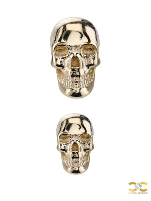 BVLA Skull Threaded Stud Earring, 14k Yellow Gold