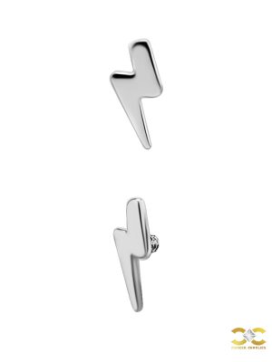 Lightning Bolt Threaded Stud Earring, Titanium
