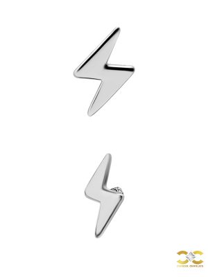 Lightning Bolt Threaded Stud Earring, Titanium
