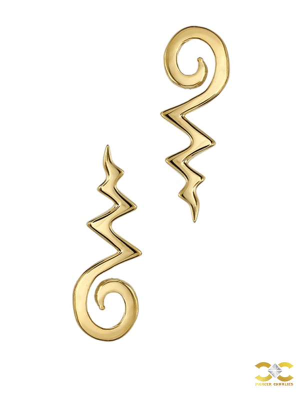 BVLA Unalome Push-In Threaded Stud Earring, 14k Yellow Gold