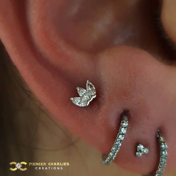 White Gold Marquise Fan on the High Lobe