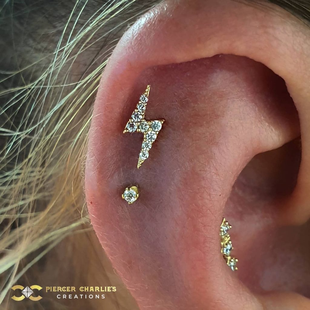 Push Through Earring Prong Set Premium Zirconia Push-In Stud Earring, 18k Yellow Gold