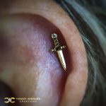 Yellow Gold Gem Dagger on the Helix