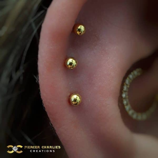 Triple Helix with Classic Gold Ball ends