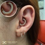 Rose Gold Pave Beaded Daith Clicker